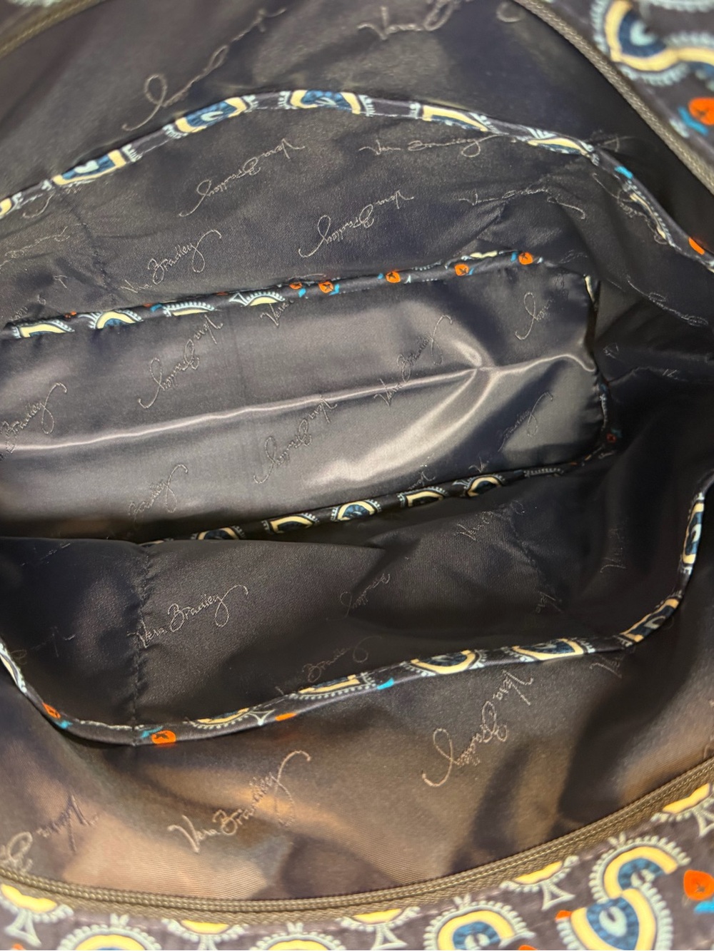 Vera Bradley Trimmed Small Vera Tote Bag in "Marrakesh Motifs" Pattern Blue - Picture 7 of 15